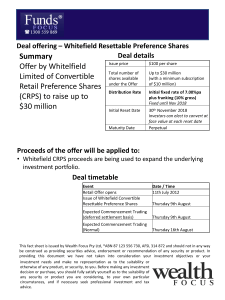 Summary Offer by Whitelfield Limited of Convertible