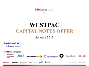 WESTPAC CAPITAL NOTES OFFER January 2013 Structuring Adviser