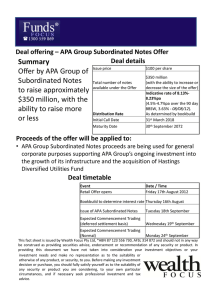 Summary Offer by APA Group of  S b di t d N t Subordinated Notes 