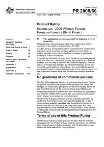 PR 2008/60 Product Ruling Income tax:  2009 Willmott Forests