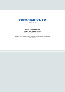 Forest Finance Pty Ltd LOAN APPLICATION PACK ACN 143 695 130