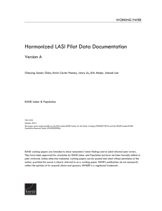 Harmonized LASI Pilot Data Documentation Version A WORKING PAPER