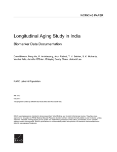 Longitudinal Aging Study in India Biomarker Data Documentation WORKING PAPER