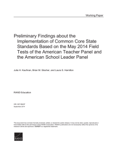 Preliminary Findings about the Implementation of Common Core State