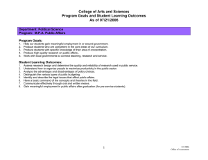 College of Arts and Sciences Program Goals and Student Learning Outcomes