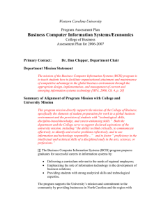 Business Computer Information Systems/Economics Western Carolina University  Program Assessment Plan