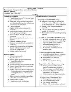 Annual Faculty Evaluation Department:   Management and International Business