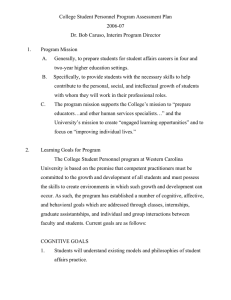 College Student Personnel Program Assessment Plan 2006-07 1. Program