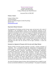 Western Carolina University Program Assessment Plan Program: School Psychology