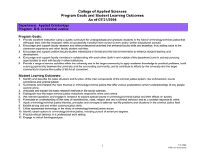 College of Applied Sciences Program Goals and Student Learning Outcomes