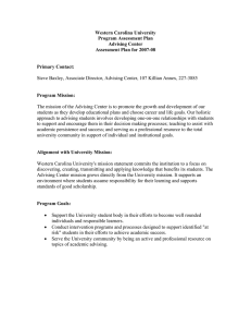 Western Carolina University Program Assessment Plan Advising Center Assessment Plan for 2007-08