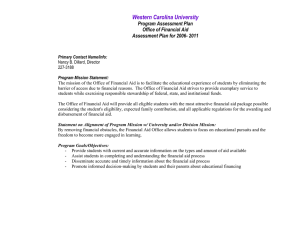 Western Carolina University Program Assessment Plan Office of Financial Aid