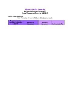 Western Carolina University Mathematics Tutoring Center (MTC) Annual Assessment Report for 2006-2007