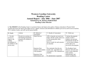 Western Carolina University Reading Center Submitted by Dr. Barbara Halliwill Bell