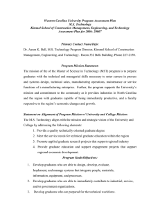 Western Carolina University Program Assessment Plan M.S. Technology