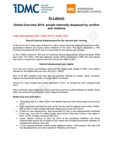At a glance Global Overview 2014: people internally displaced by conflict