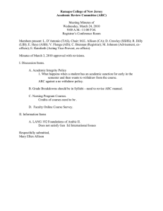 Ramapo College of New Jersey Academic Review Committee (ARC)  Meeting Minutes of