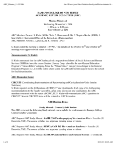 RAMAPO COLLEGE OF NEW JERSEY ACADEMIC REVIEW COMMITTEE (ARC)  Meeting Minutes of