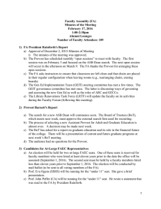 Faculty Assembly (FA) Minutes of the Meeting February 17, 2016  1:00­2:30pm 