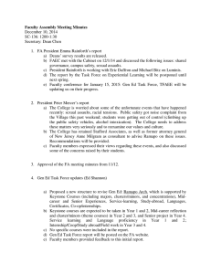 Faculty Assembly Meeting Minutes December 10, 2014 SC-136: 1200-1:30 Secretary: Dean Chen