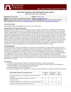 First Year Seminar: Moving Passion Into Action