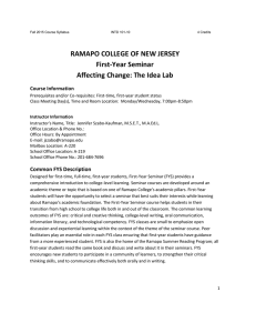 RAMAPO COLLEGE OF NEW JERSEY First-Year Seminar Affecting Change: The Idea Lab