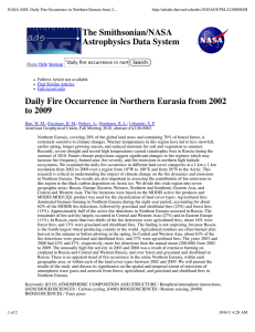 NASA ADS: Daily Fire Occurrence in Northern Eurasia from 2...
