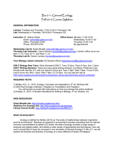 Bio 211: General Ecology Fall 2015 Course Syllabus