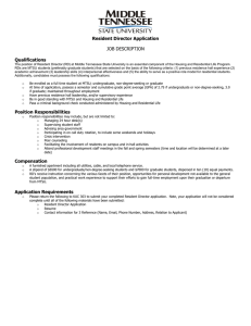 JOB DESCRIPTION Resident Director Application Qualifications