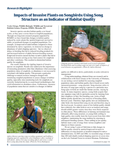 Impacts of Invasive Plants on Songbirds: Using Song Research Highlights