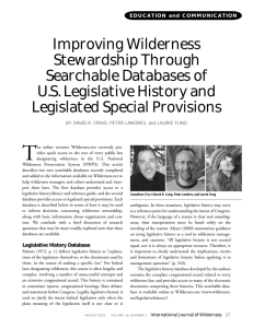 Improving Wilderness Stewardship Through Searchable Databases of U.S. Legislative History and