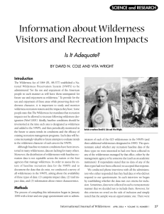 Information about Wilderness Visitors and Recreation Impacts Is It Adequate? SCIENCE and RESEARCH
