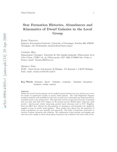 Star Formation Histories, Abundances and Group Eline Tolstoy,