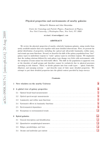 Physical properties and environments of nearby galaxies