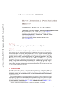 Three-Dimensional Dust Radiative Transfer ∗ J¨urgen Steinacker