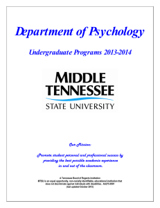 Department of Psychology Undergraduate Programs 2013-2014