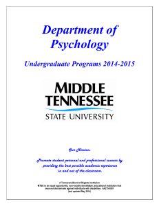 Department of Psychology Undergraduate Programs 2014-2015