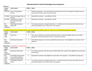 Advising Guide for School Psychology Course Sequence: