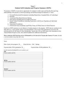 Year 1 Student Self-Evaluation and Progress Summary (SEPS)