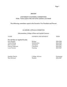 Page 1 2006/2007 UNIVERSITY STANDING COMMITTEES