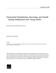 Ltal Cohabitation, Marriage, and Health Nonmar Among Adolescents and Young Adults WORKING PAPER