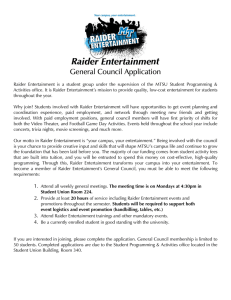 Raider Entertainment General Council Application