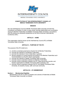 Constitution and Bylaws in order to cause closer working relationships... with the policies and standards established by the North-American Interfraternity