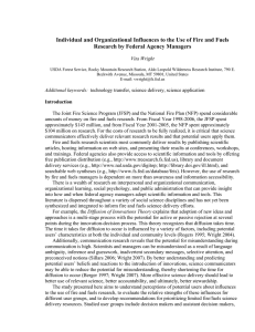 Individual and Organizational Influences to the Use of Fire and... Research by Federal Agency Managers