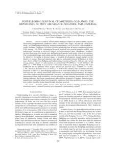 POST-FLEDGING SURVIVAL OF NORTHERN GOSHAWKS: THE J. D W