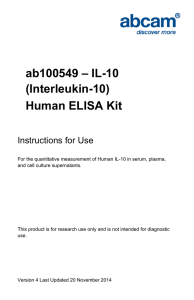 ab100549 – IL-10 (Interleukin-10) Human ELISA Kit Instructions for Use
