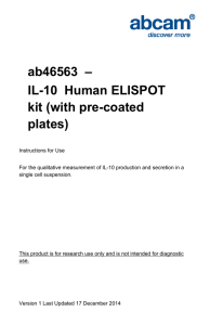 ab46563  – IL-10  Human ELISPOT kit (with pre-coated plates)