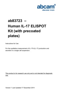 ab83723  – Human IL-17 ELISPOT Kit (with precoated plates)