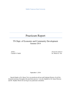 Practicum Report TN Dept. of Economic and Community Development Summer 2014