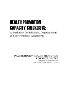 HEALTH PROMOTION CAPACITY CHECKLISTS:  A Workbook for Individual, Organizational,